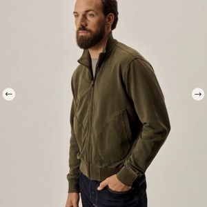 Buck Mason Deep Military Venice Wash Loopback Track Jacket, men XS/S, NWT, mint